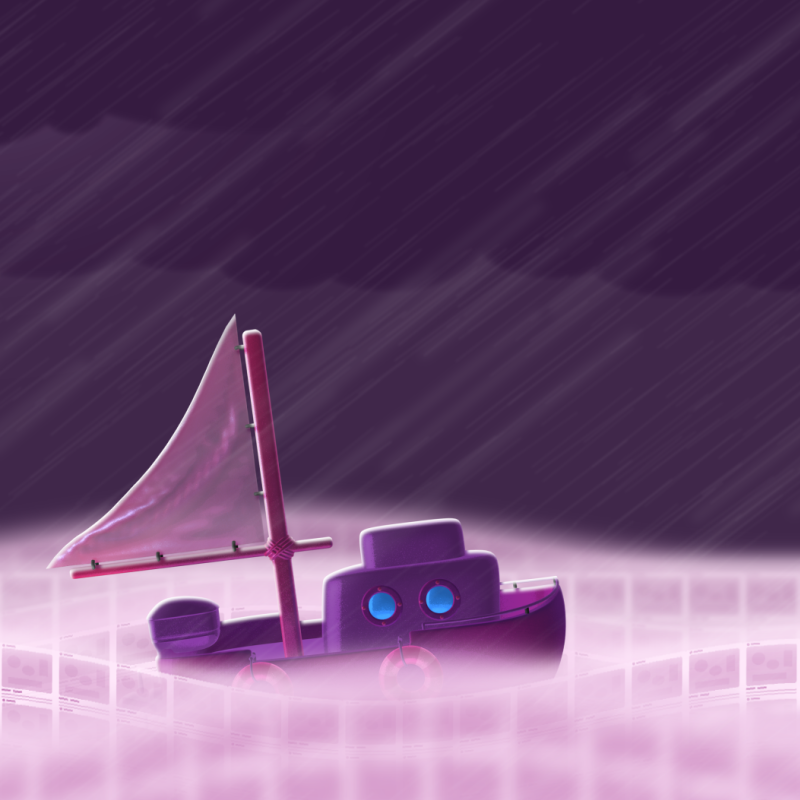 3D ship in middle of a storm